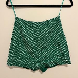 Green Rhinestone Shorts